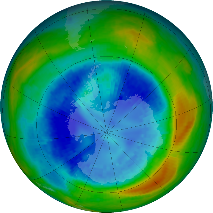 Antarctic ozone map for 31 August 2004